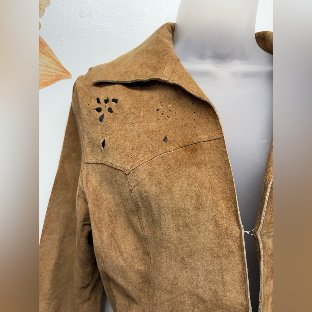 Tan Leather Women's Coat - Picture 2 of 16